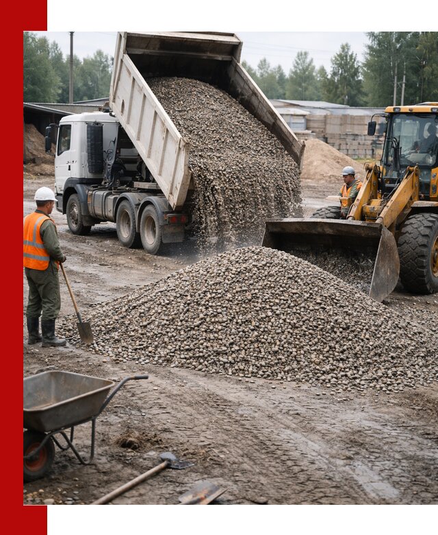 Мытый гравий с доставкой в Батайске от карьера до участка