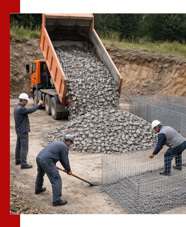 Камень для габионов с доставкой в Батайске быстро и надёжно