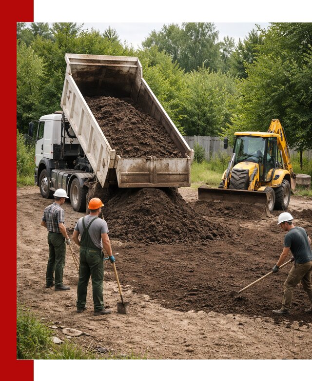 Доставка и укладка грунта для выравнивания участка в Батайске