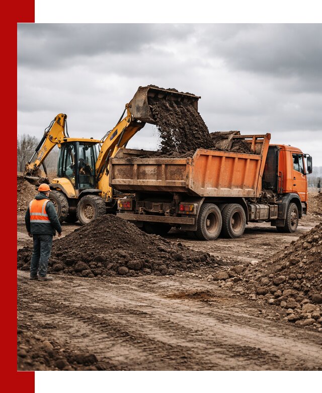 Вывоз грунта и строительного мусора в Батайске грузовыми самосвалами